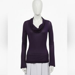 Gucci 2000s Eggplant Plum Cotton Cowl Neck Long Sleeve Sz Large